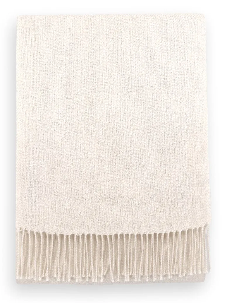 100% Baby Alpaca Woven Scarf - Natural White