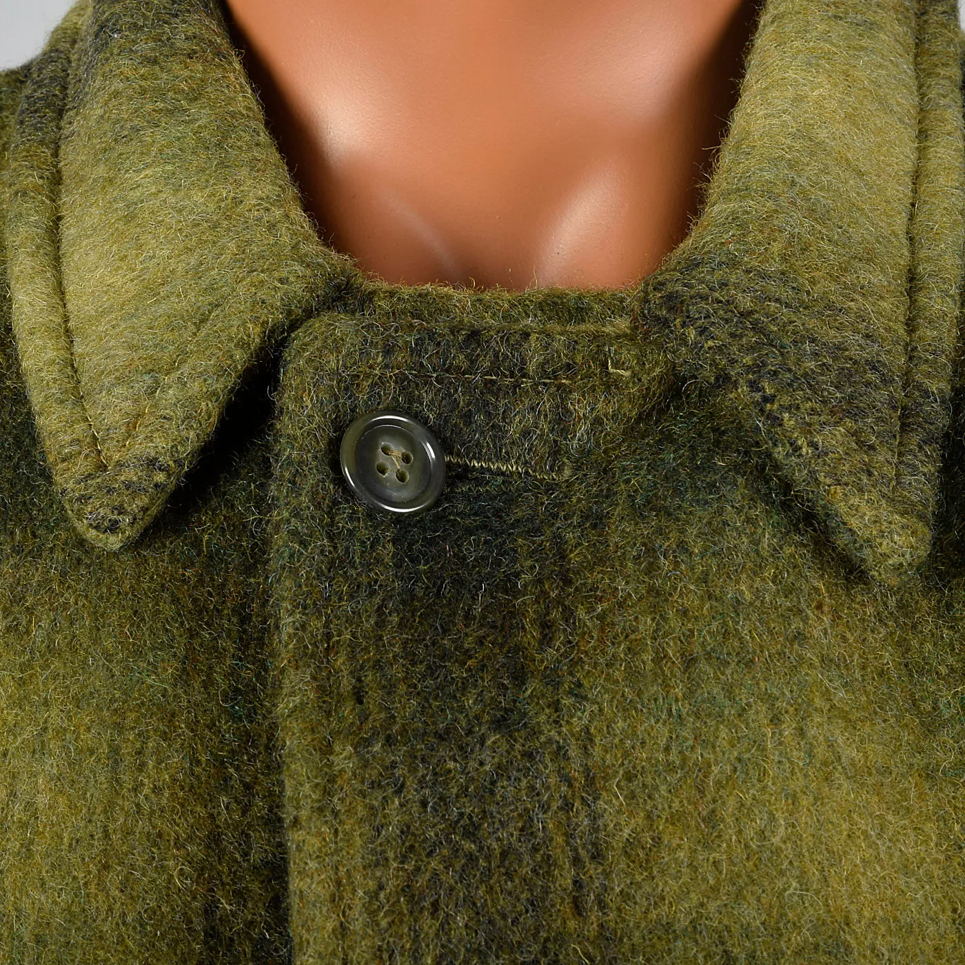 1950s Campus Green Wool Winter Coat