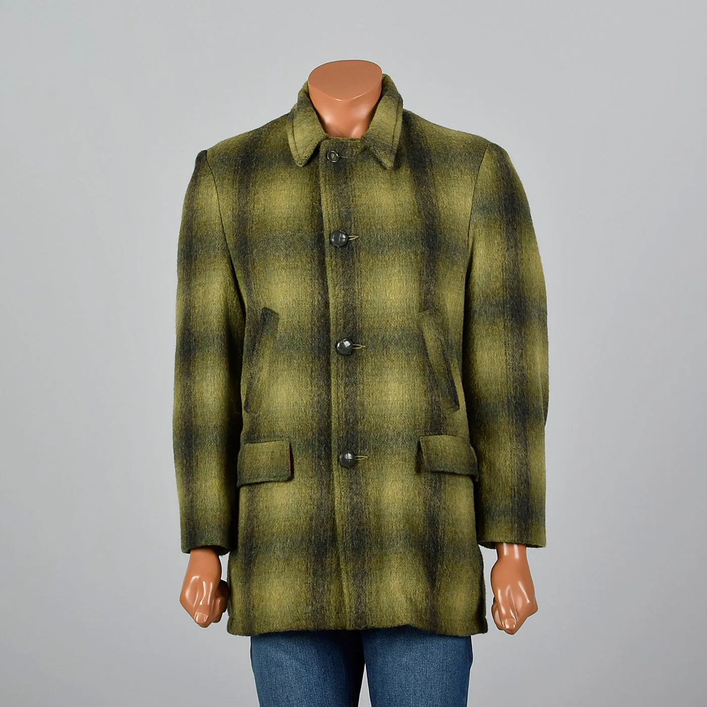 1950s Campus Green Wool Winter Coat