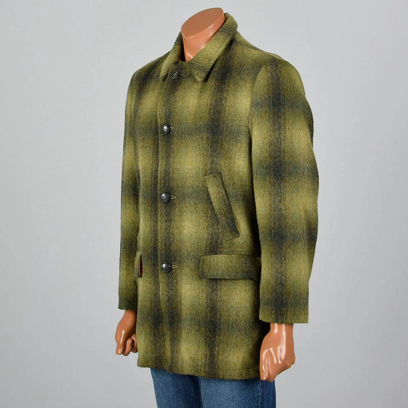 1950s Campus Green Wool Winter Coat