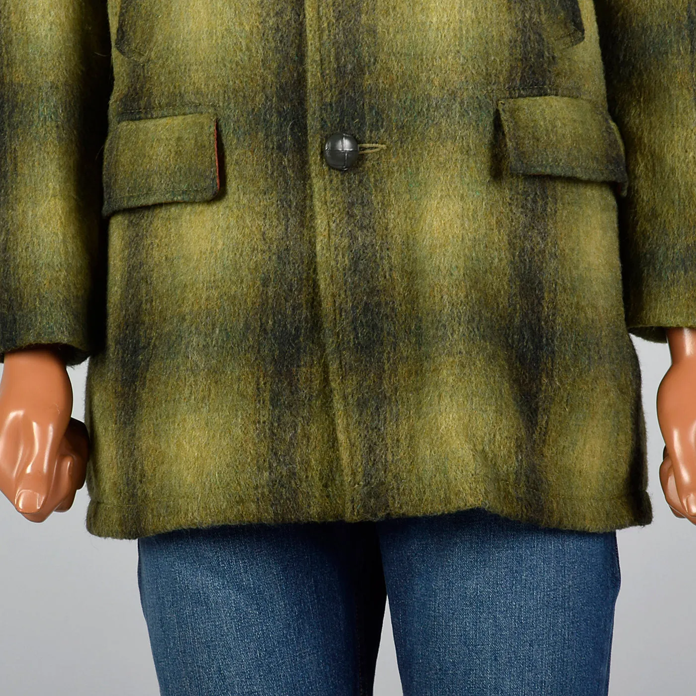 1950s Campus Green Wool Winter Coat