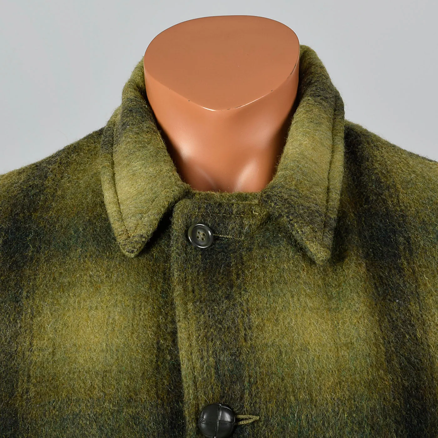 1950s Campus Green Wool Winter Coat