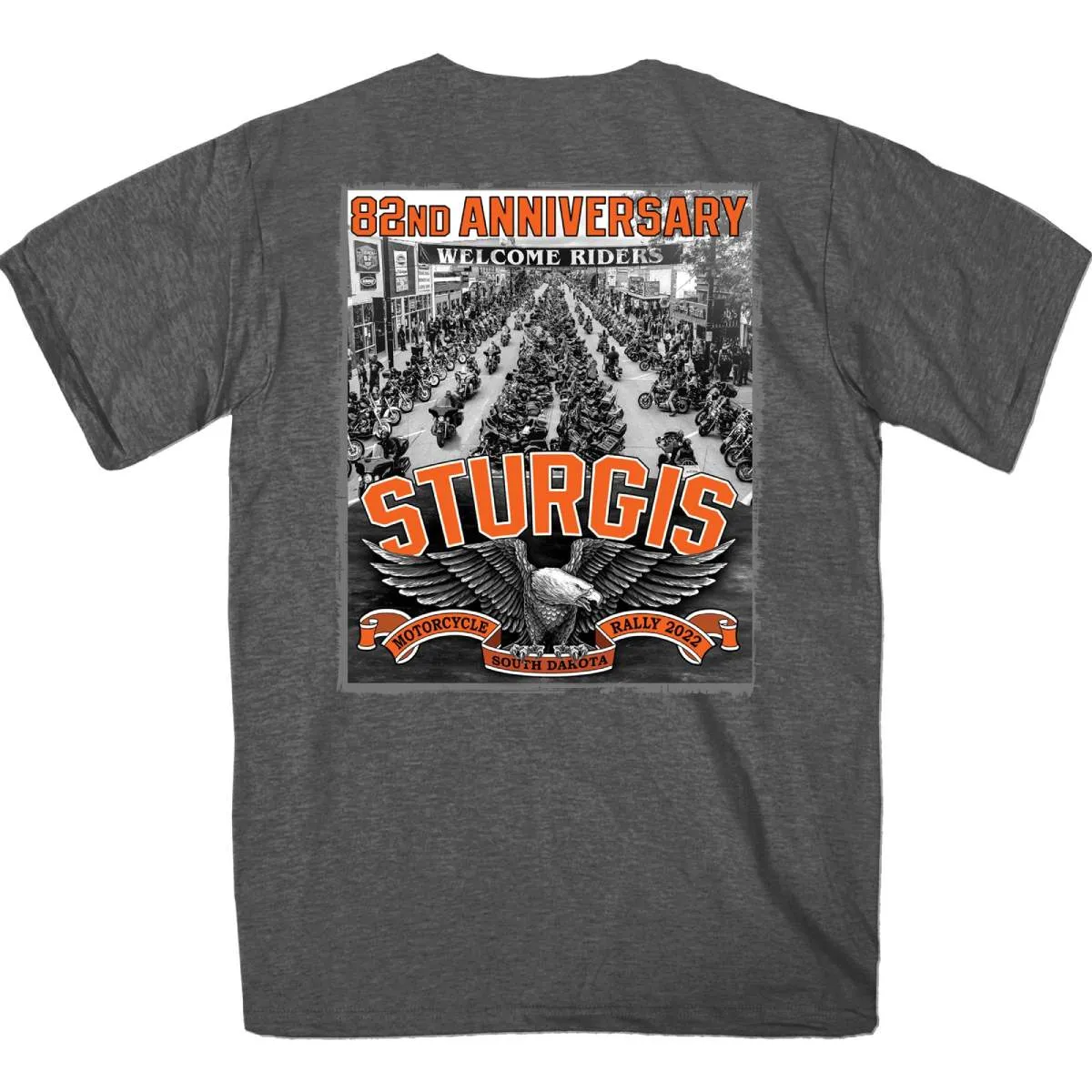 2022 Sturgis Motorcycle Rally SPB1023 Men’s Main Street Photo Heather Charcoal T-Shirt