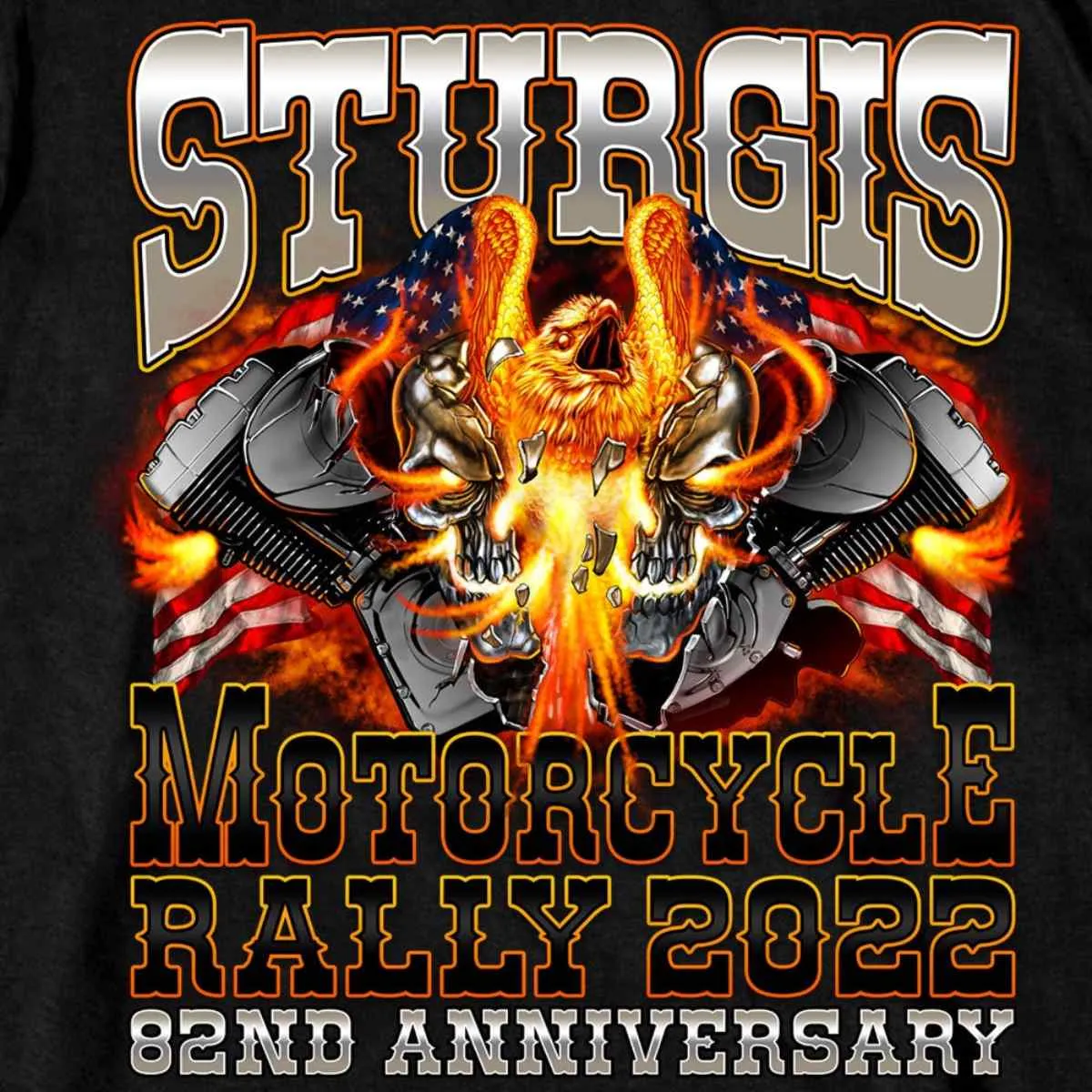 2022 Sturgis Web Exclusive SPB1037 Men's Black Eagle Explosion T-Shirt