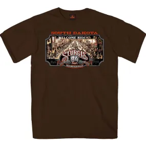 2024 Sturgis Men's Main Street Brown Motorcycle Rally T-Shirt SPB1119