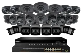 32 Channel 4K Nocturnal IP NVR System with Eight 4K Bullet Cameras and Sixteen Audio Dome Cameras