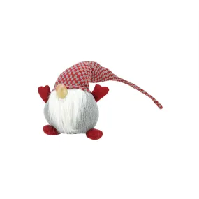 9" Red and White Checkered "Pudgy Percy" Sitting Chubby Santa Gnome Table Top Christmas Figure