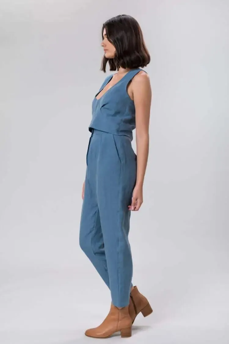 Ada linen pants in sky by Wilga Clothing