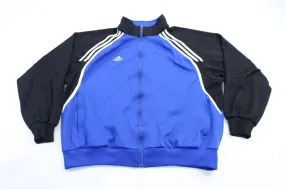 Adidas Embroidered Logo Black & Blue Striped Track Jacket