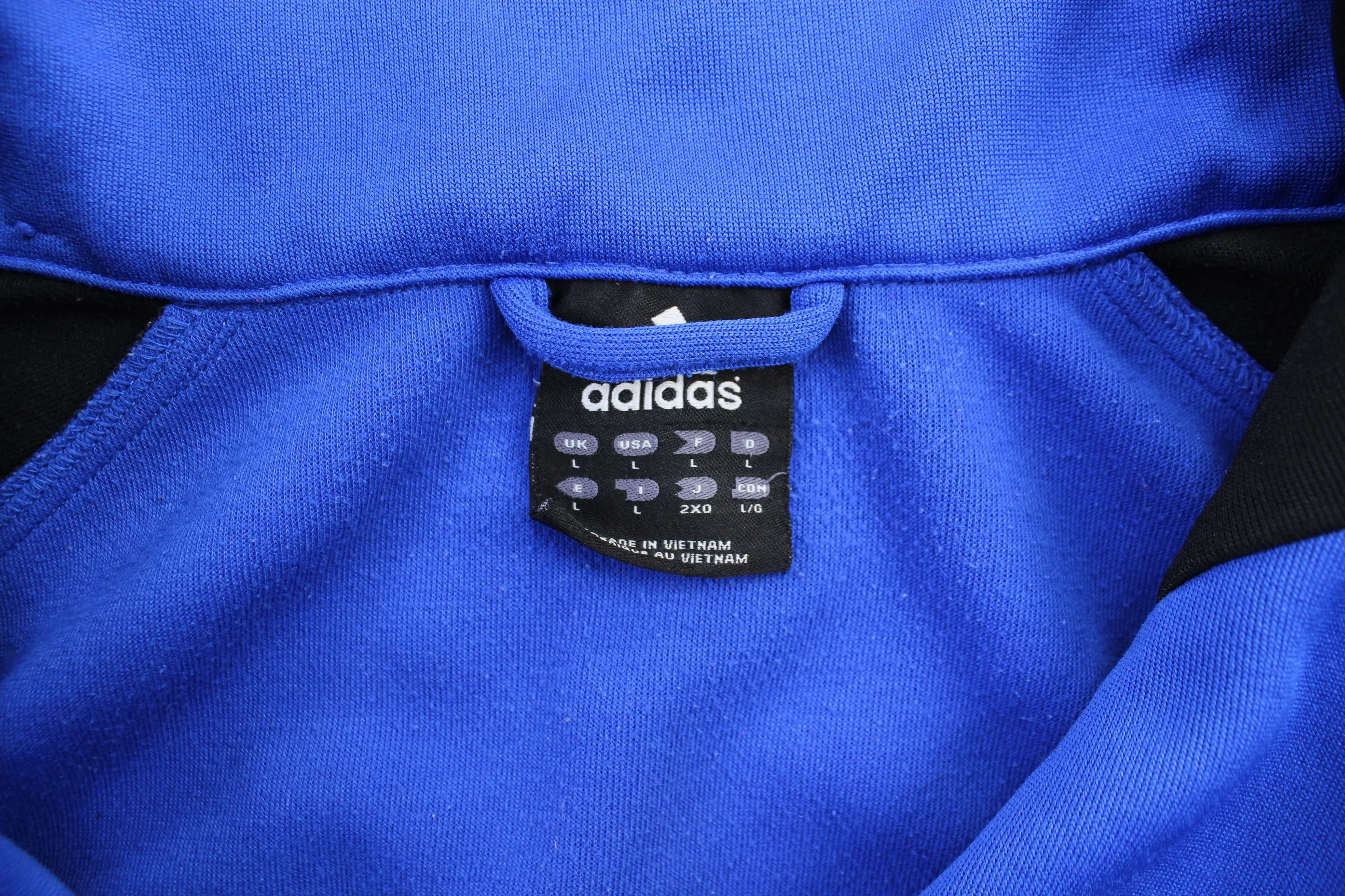 Adidas Embroidered Logo Black & Blue Striped Track Jacket