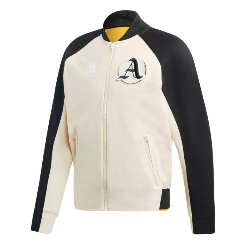 Adidas Mens Linen/Black Vrct Varsity Collegiate Zipup Jacket