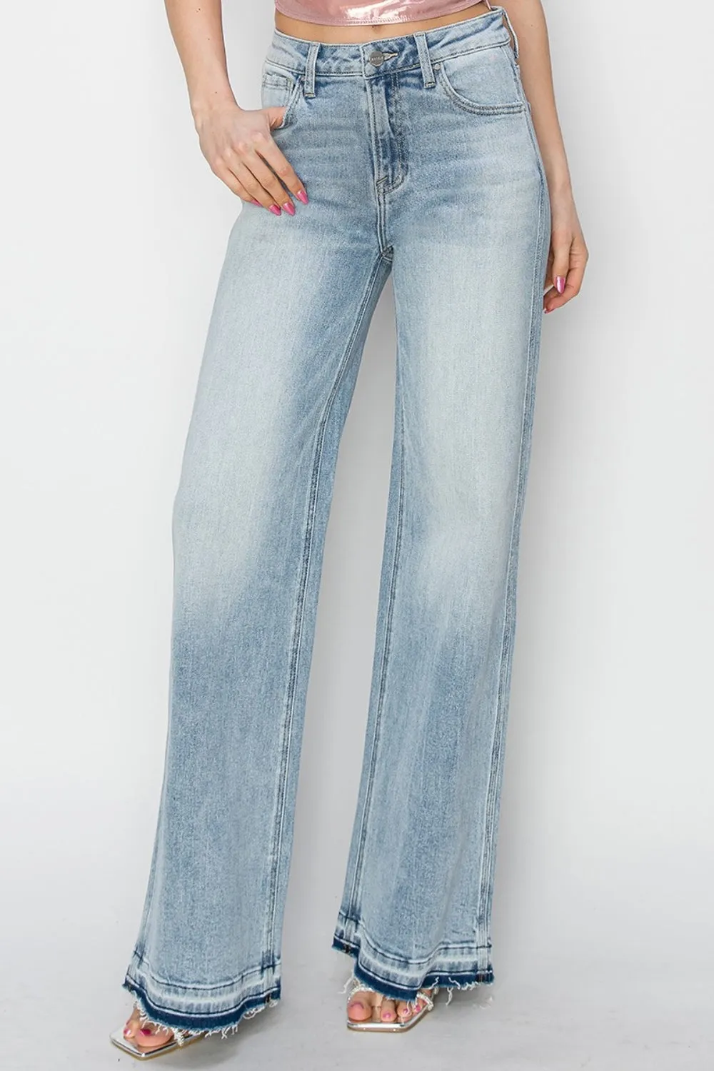 Amanda Wide Leg Released Hem Jeans by Risen