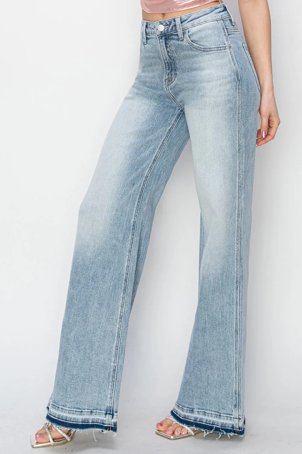 Amanda Wide Leg Released Hem Jeans by Risen