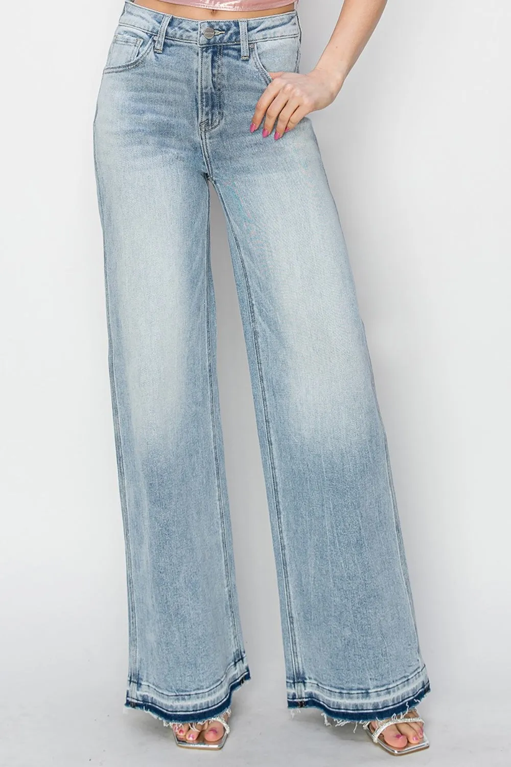 Amanda Wide Leg Released Hem Jeans by Risen