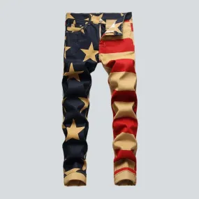 American flag painted men's jeans