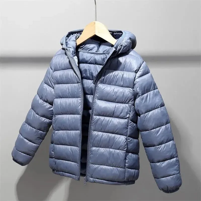 Autumn Girls Down Jacket 4-12 Years Children Clothing Winter Boys Warm Snowsuit Jackets Kids Hooded Light Down Outerwear Coats