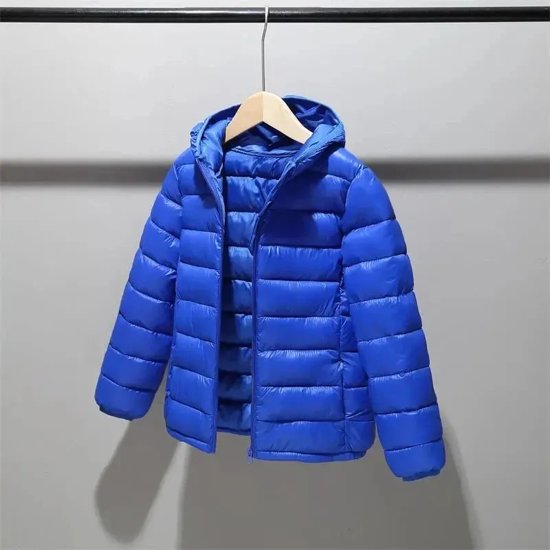 Autumn Girls Down Jacket 4-12 Years Children Clothing Winter Boys Warm Snowsuit Jackets Kids Hooded Light Down Outerwear Coats