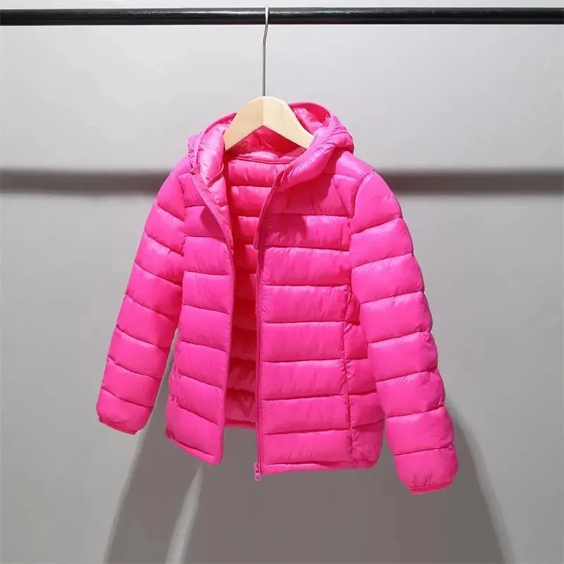 Autumn Girls Down Jacket 4-12 Years Children Clothing Winter Boys Warm Snowsuit Jackets Kids Hooded Light Down Outerwear Coats