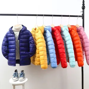 Autumn Girls Down Jacket 4-12 Years Children Clothing Winter Boys Warm Snowsuit Jackets Kids Hooded Light Down Outerwear Coats