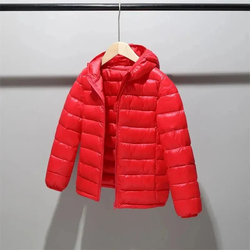 Autumn Girls Down Jacket 4-12 Years Children Clothing Winter Boys Warm Snowsuit Jackets Kids Hooded Light Down Outerwear Coats