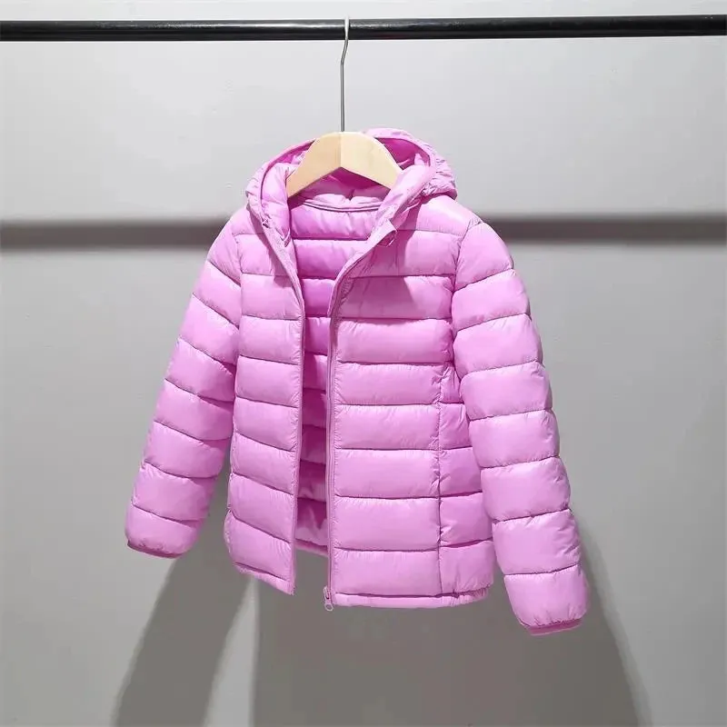 Autumn Girls Down Jacket 4-12 Years Children Clothing Winter Boys Warm Snowsuit Jackets Kids Hooded Light Down Outerwear Coats