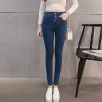 Autumn Women High Waist Jeans Casual Denim Skinny big Size Pencil Pants casual skinny denim pants slim female trousers