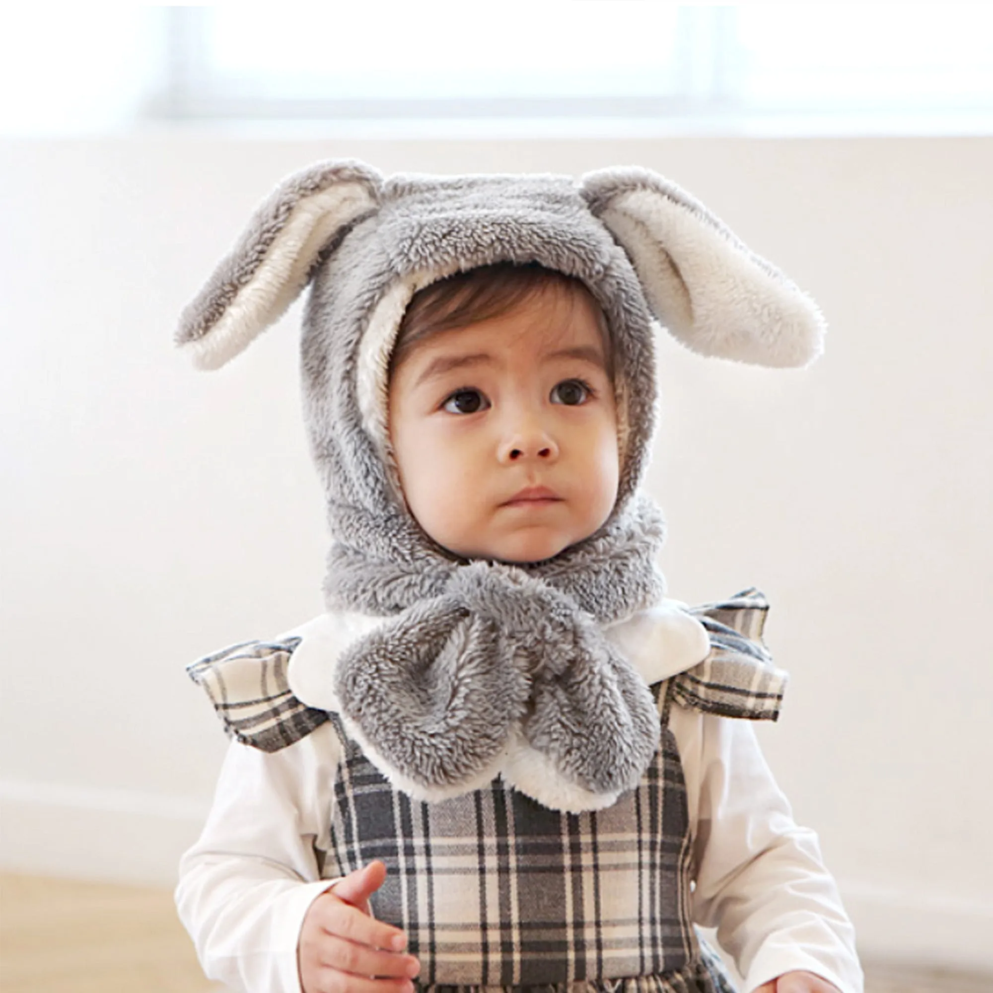 Baby Winter Earflap Bunny Bear Cozy Plush Fleece Hat | Rabbit Beige