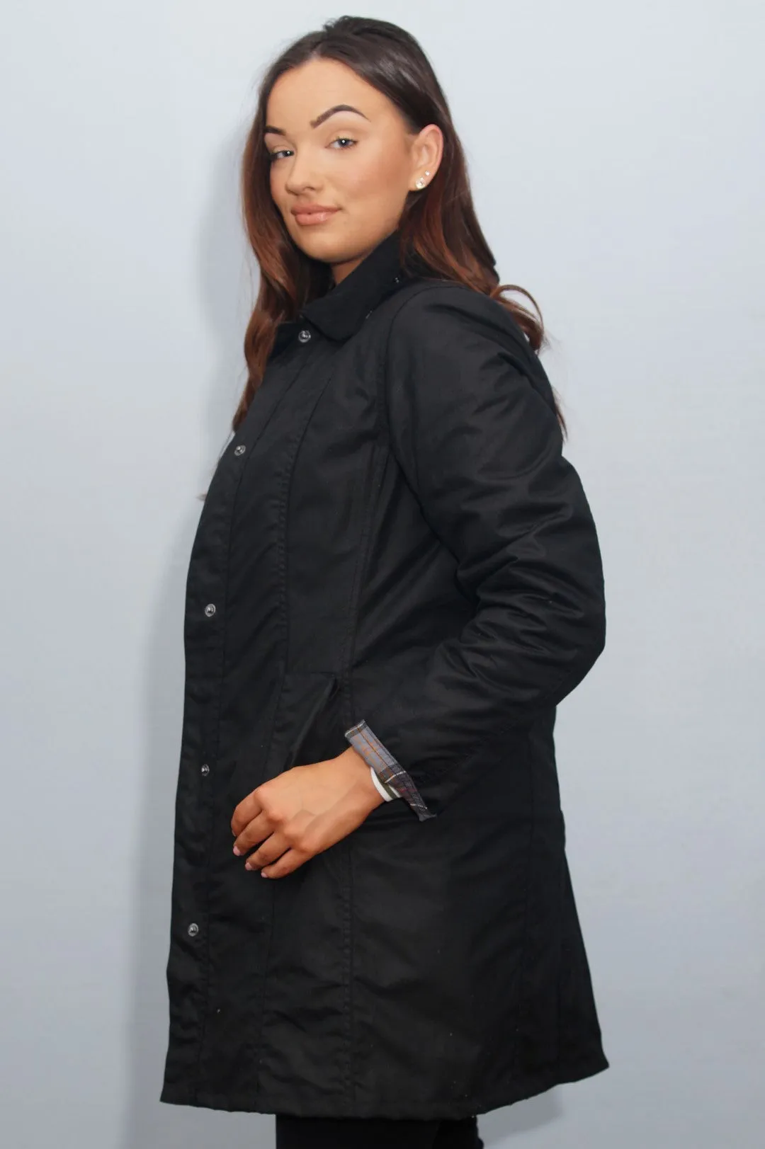 Barbour Belsay Ladies Wax Jacket - Black LWX0458BK91