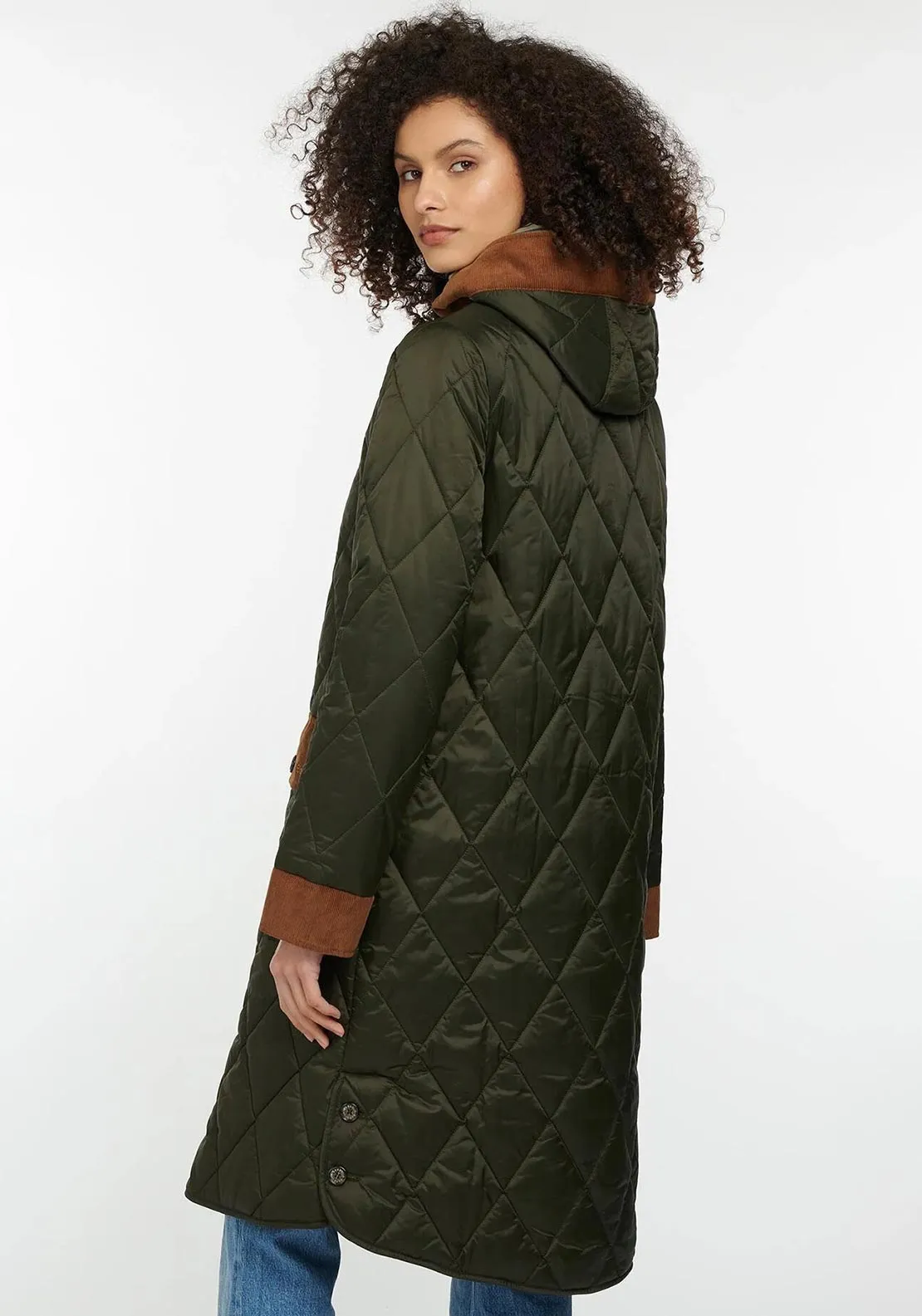 Barbour Womens Mickley Quilted Long Coat, Green