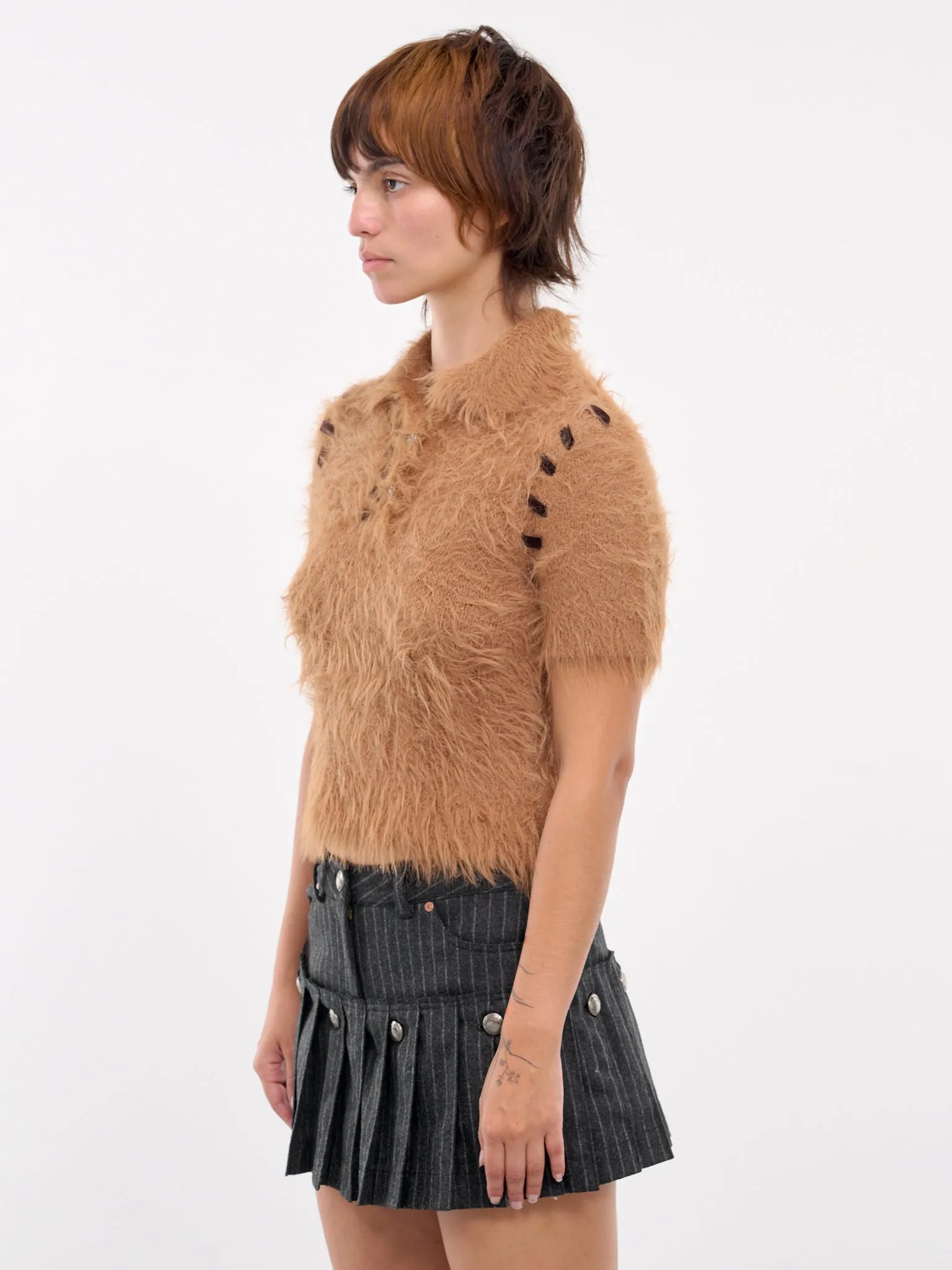 Bear Knit Polo Top (ATB1186W-BROWN)