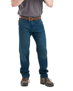 Berne Apparel Mens Heartland Straight Leg Stone Wash Dark Cotton Blend Jeans