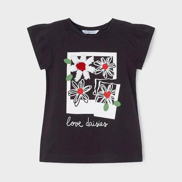 BLACK GRAPHIC T-SHIRT FOR GIRLS