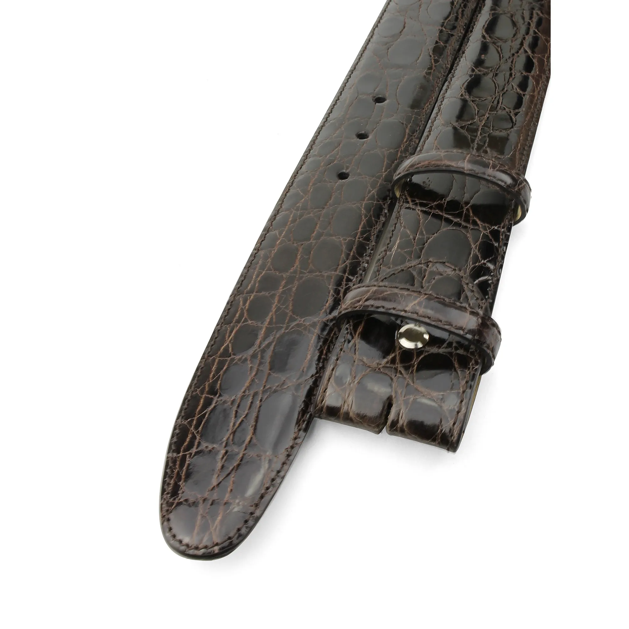 Bogart Genuine Crocodile Flank Gloss Finish Belt Strap