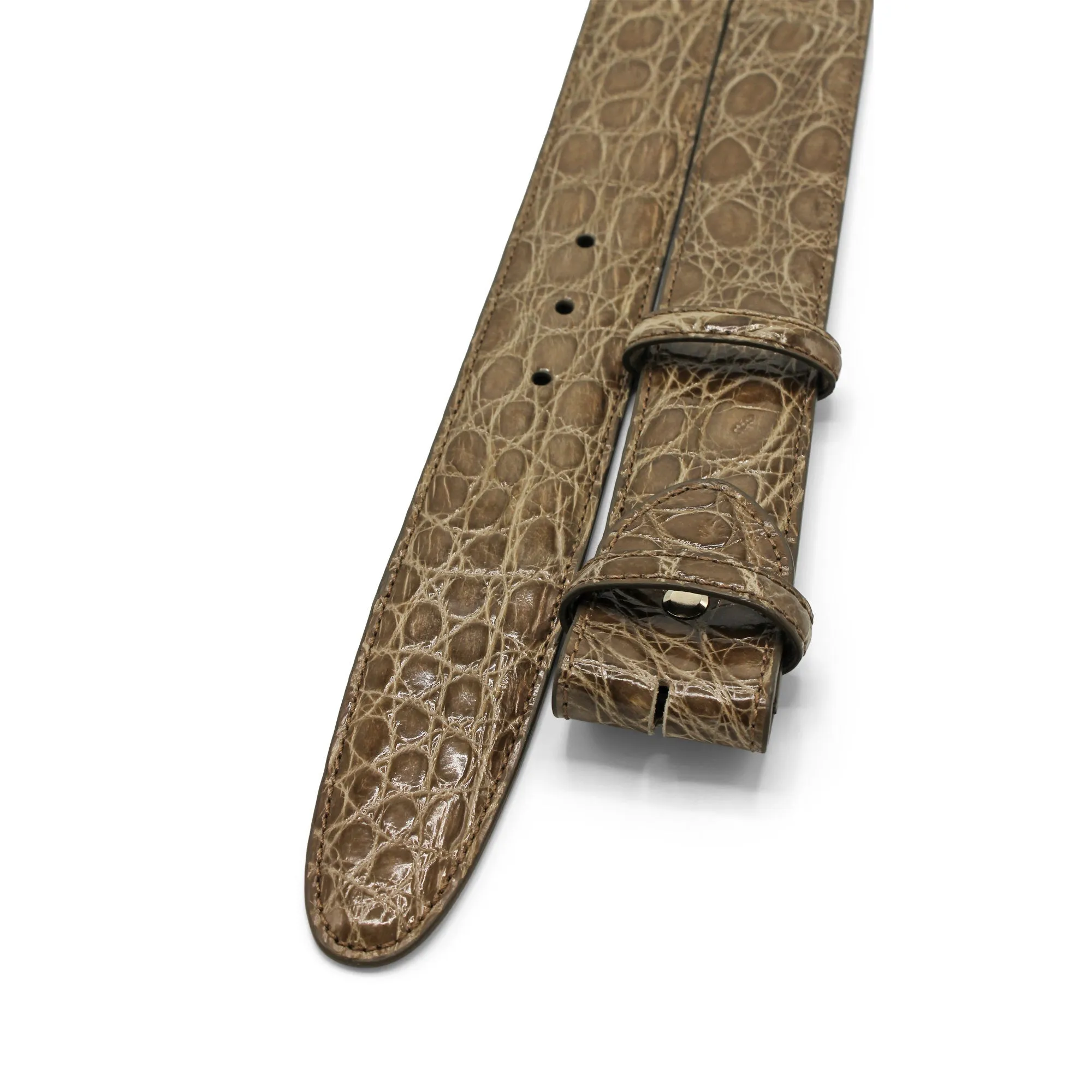 Bogart Genuine Crocodile Flank Gloss Finish Belt Strap