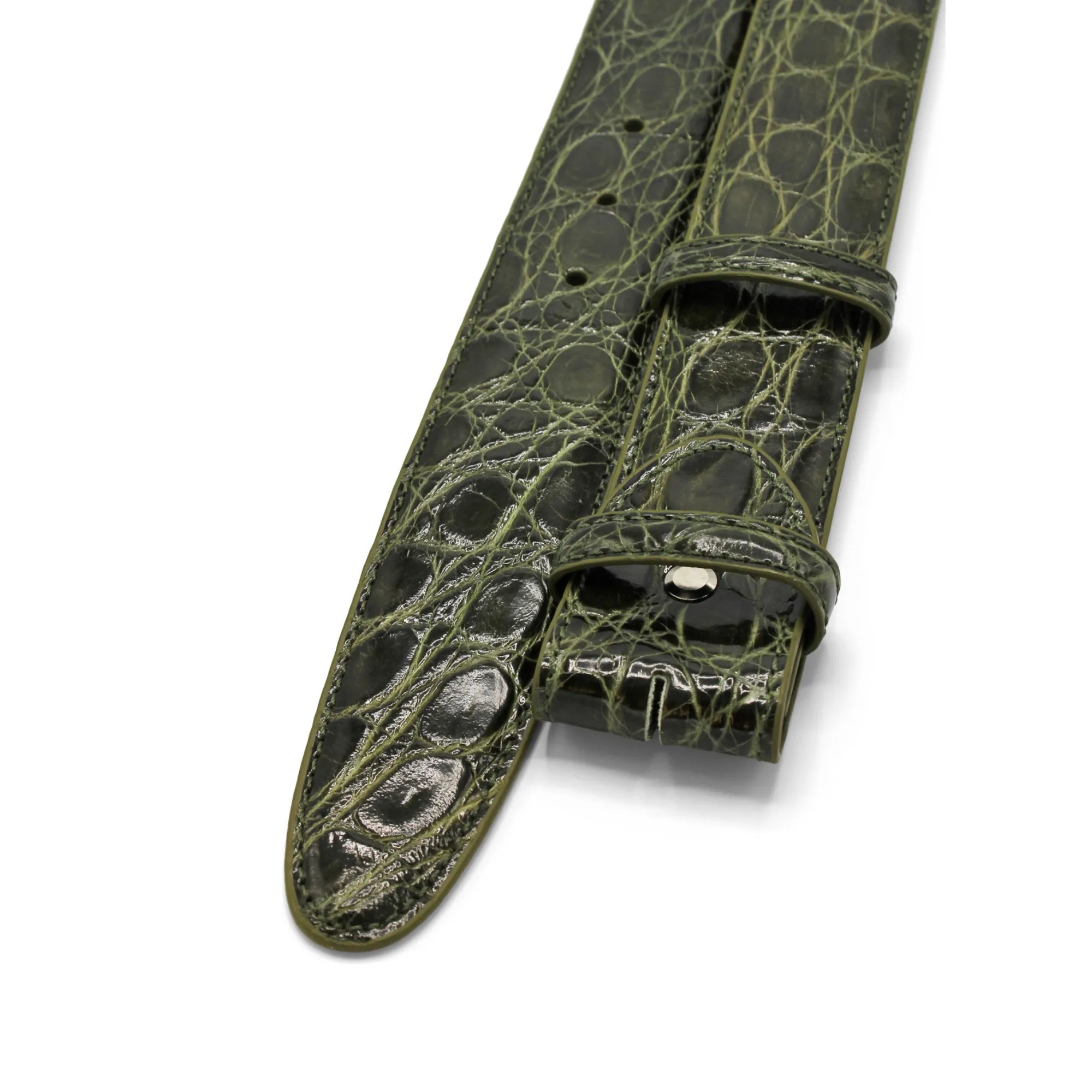 Bogart Genuine Crocodile Flank Gloss Finish Belt Strap