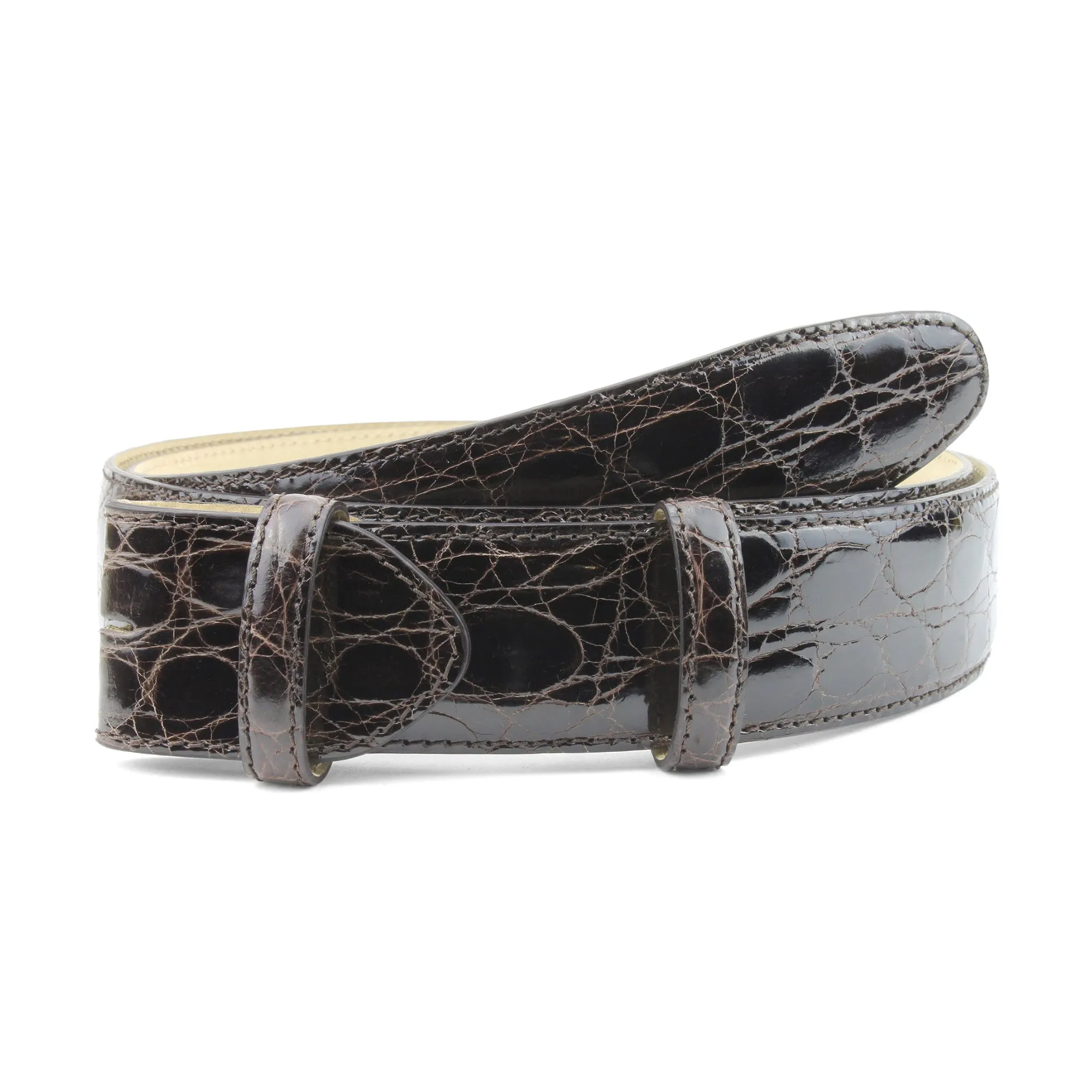 Bogart Genuine Crocodile Flank Gloss Finish Belt Strap