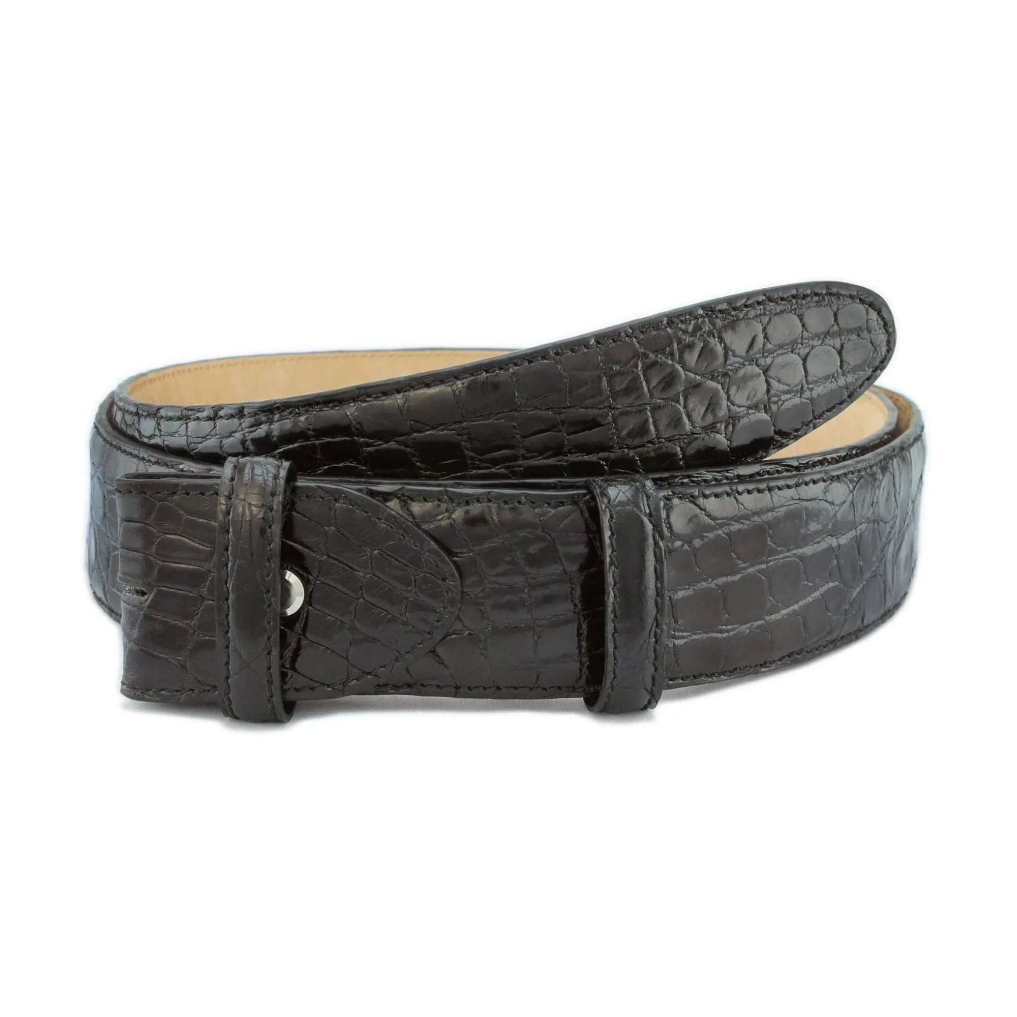 Bogart Genuine Crocodile Flank Gloss Finish Belt Strap