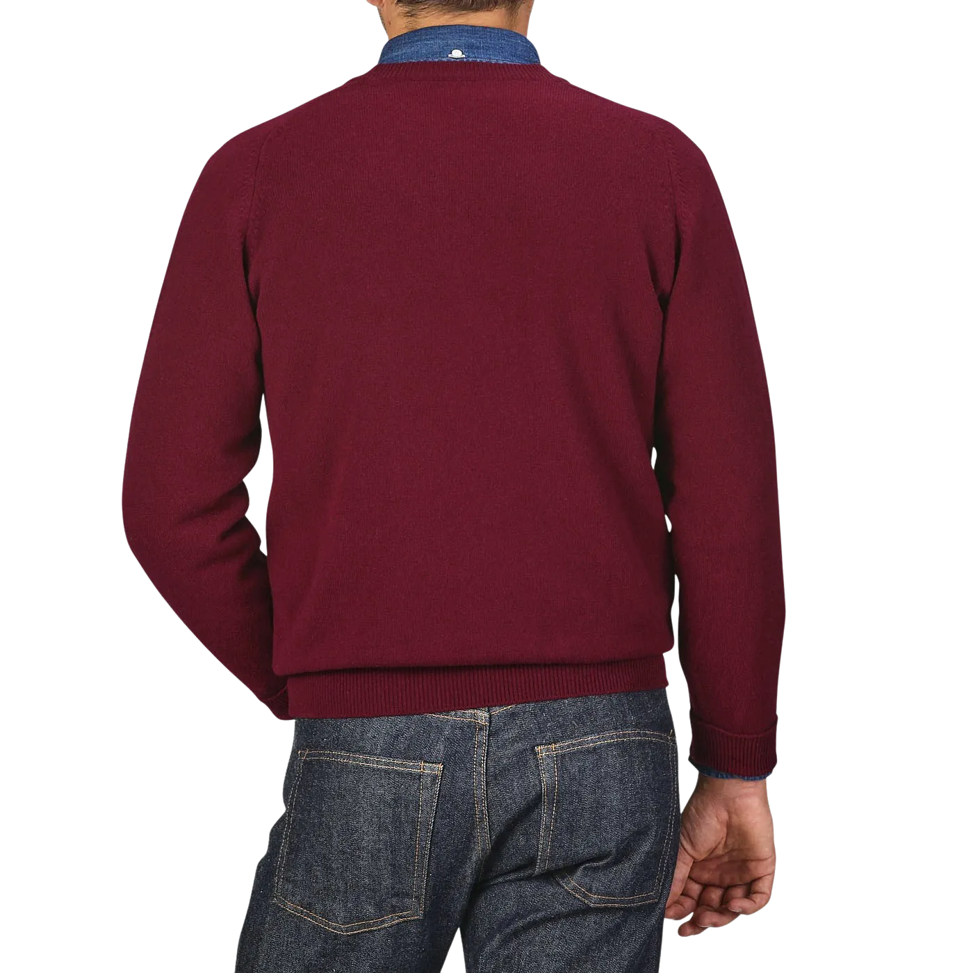 Bordeaux Deep V-Neck Lambswool Sweater