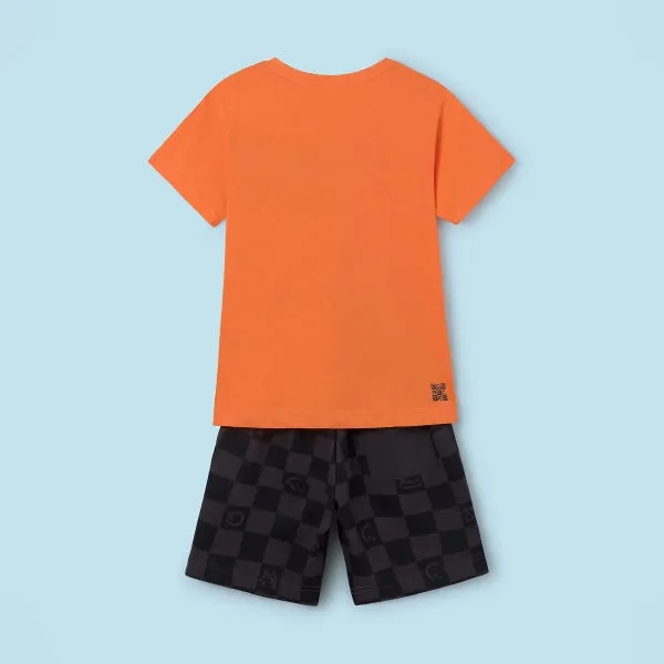 BOYS PEACH AND BLACK SHORT SET FOR BOYS