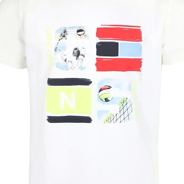 BOYS SHORT SLEEVE COTTON T-SHIRT - WHITE