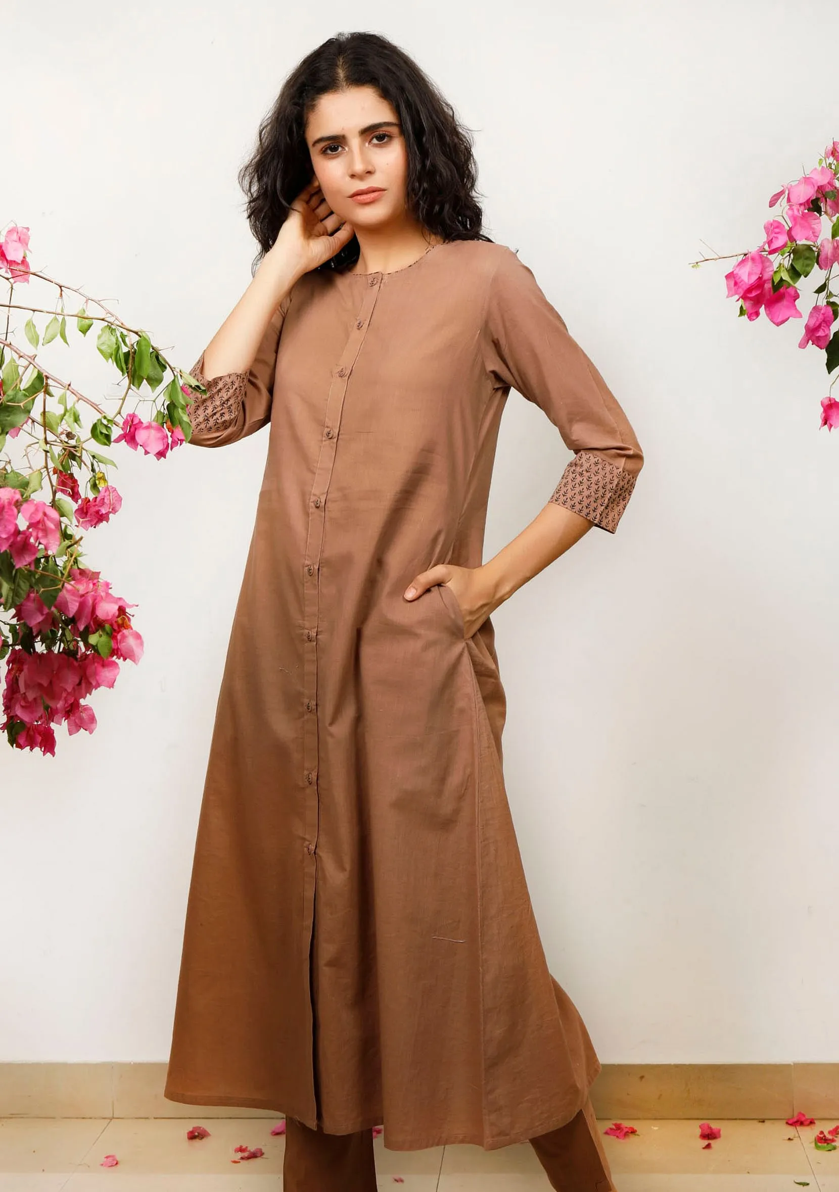 Brown Cotton Kurta