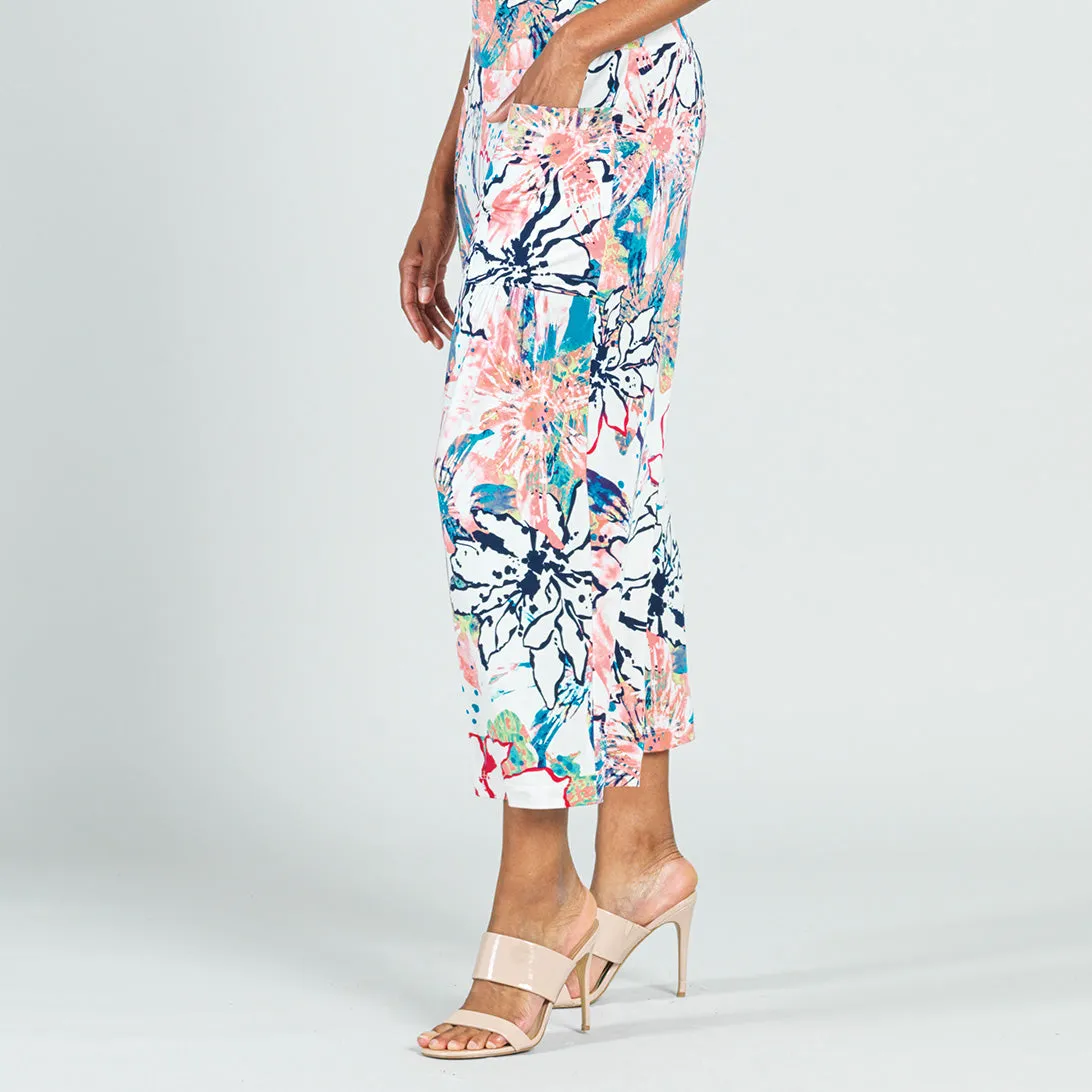 Butter Knit - High Rise Scrunch Pocket Gaucho Pant - Water Floral - Final Sale!