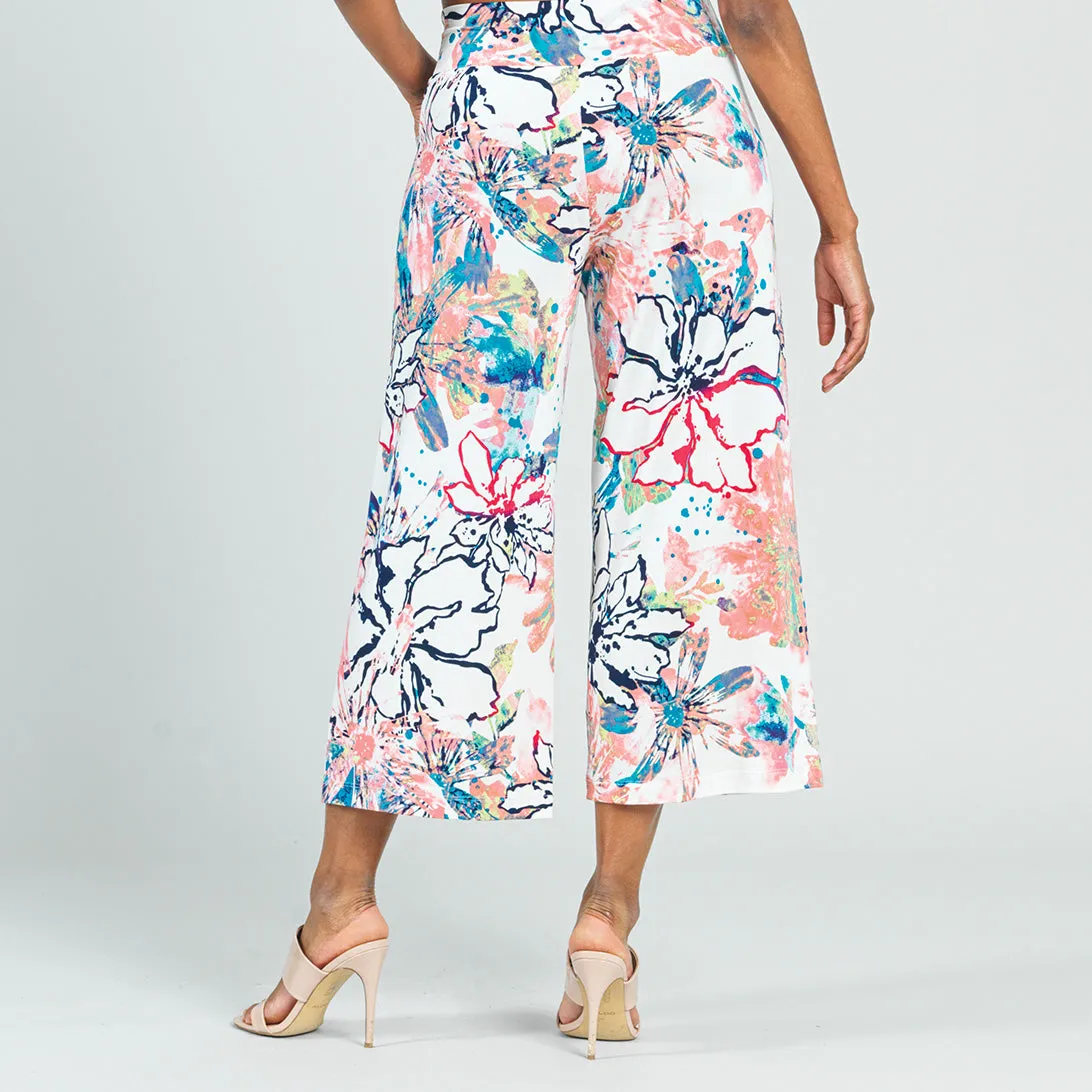 Butter Knit - High Rise Scrunch Pocket Gaucho Pant - Water Floral - Final Sale!