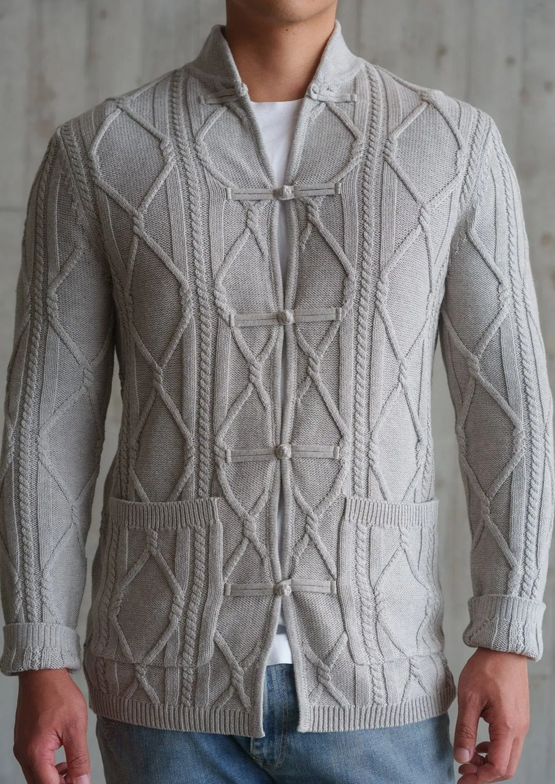 Cable Knit Tang Jacket (Light Grey)