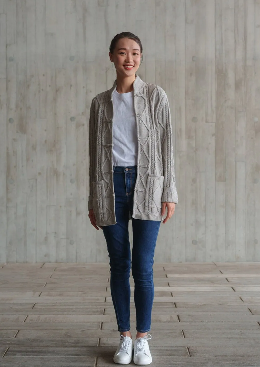 Cable Knit Tang Jacket (Light Grey)