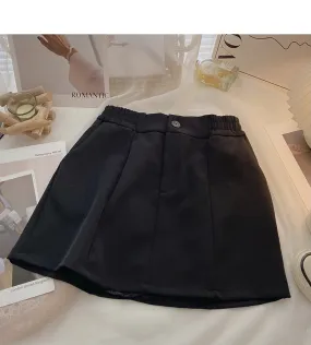 Casual solid color basic versatile high waist short skirt  5654