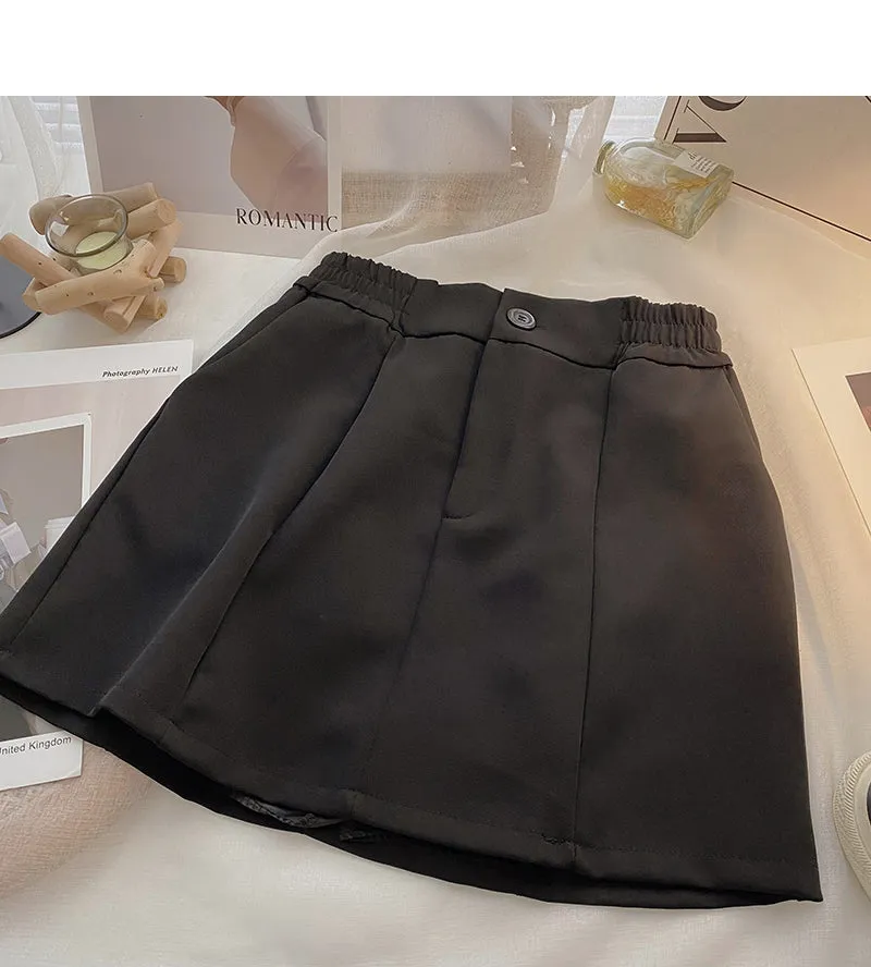 Casual solid color basic versatile high waist short skirt  5654