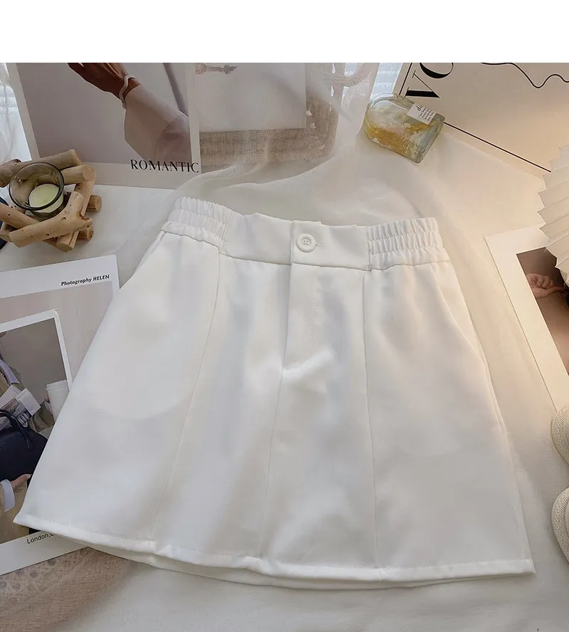 Casual solid color basic versatile high waist short skirt  5654