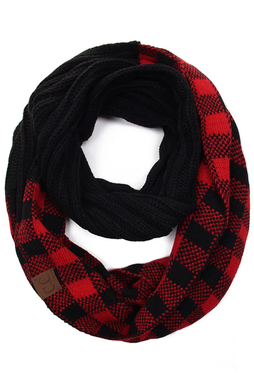 CC Buffalo Check Infinity Scarf - Red/Black