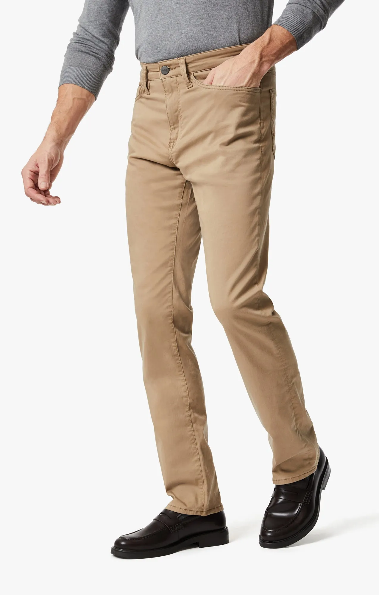 Charisma Relaxed Straight Pants In Khaki Twill